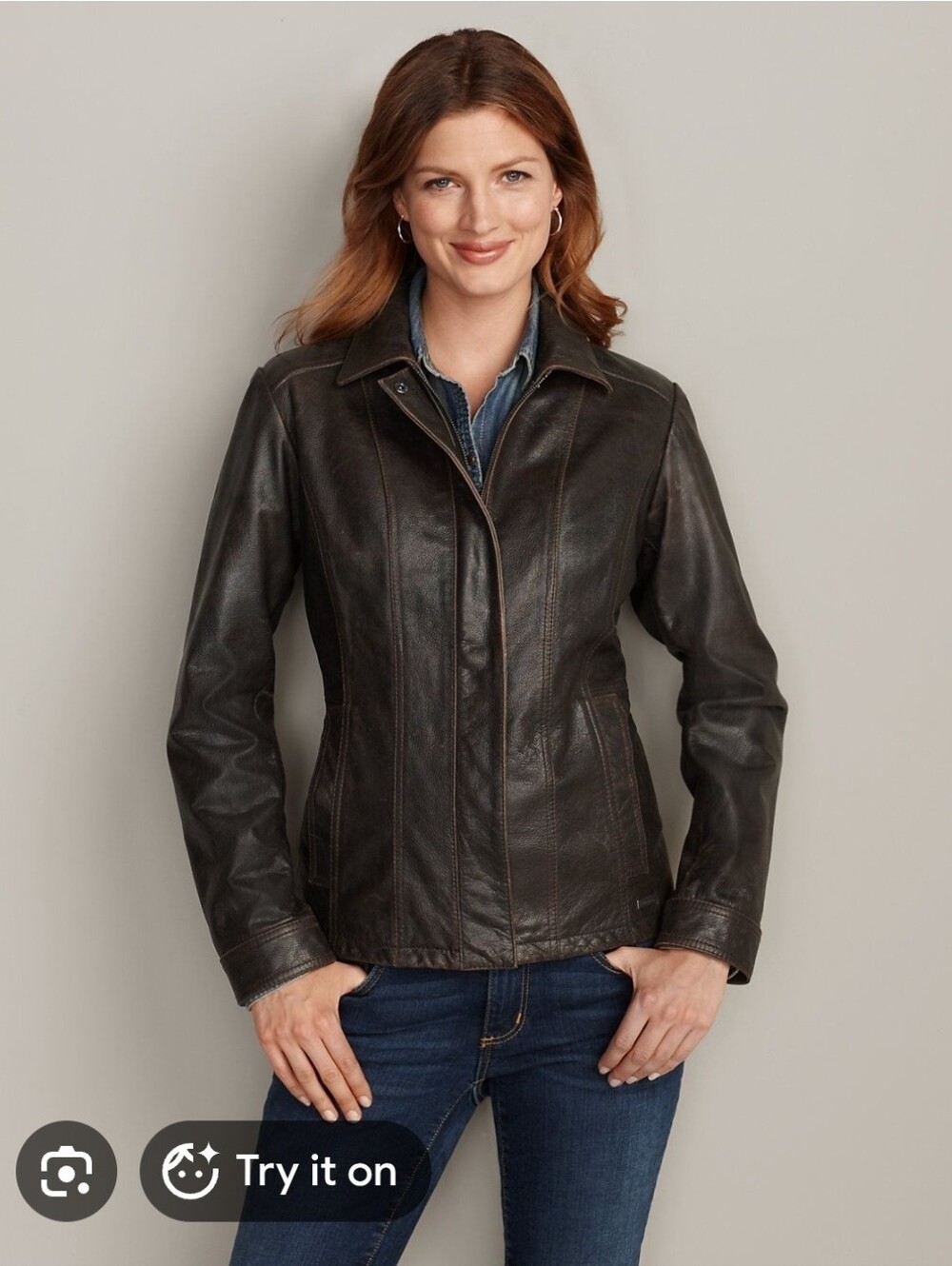 Eddie Bauer Size XL *TALL* Buffalo  Leather Jacket Womens